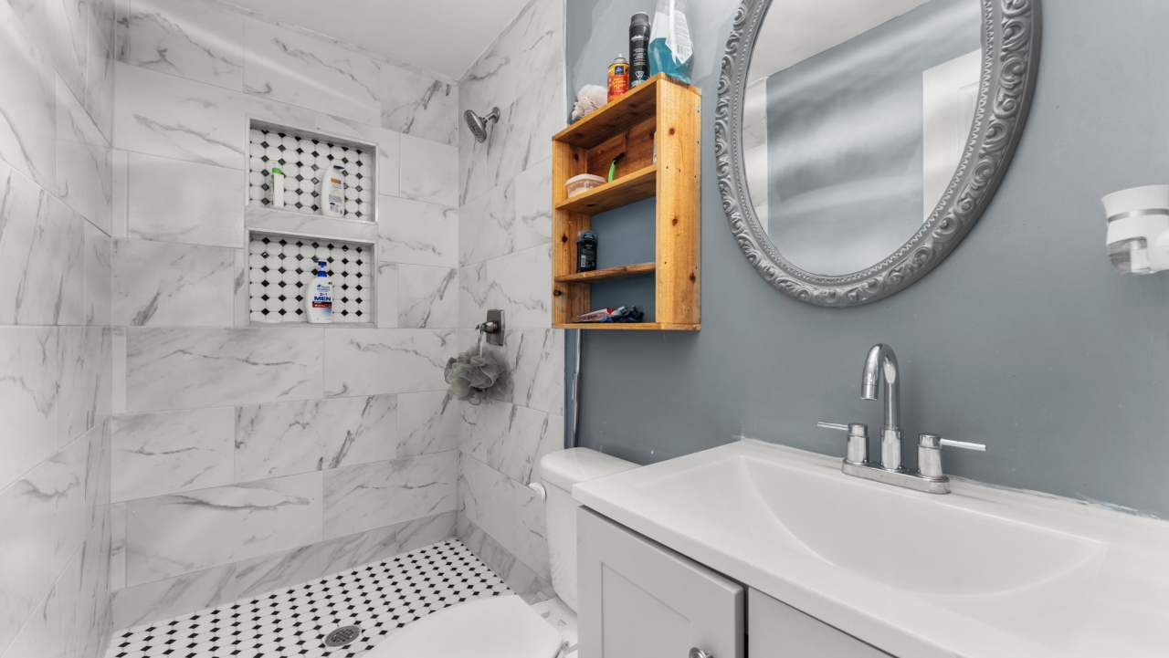 Lower-level bathroom