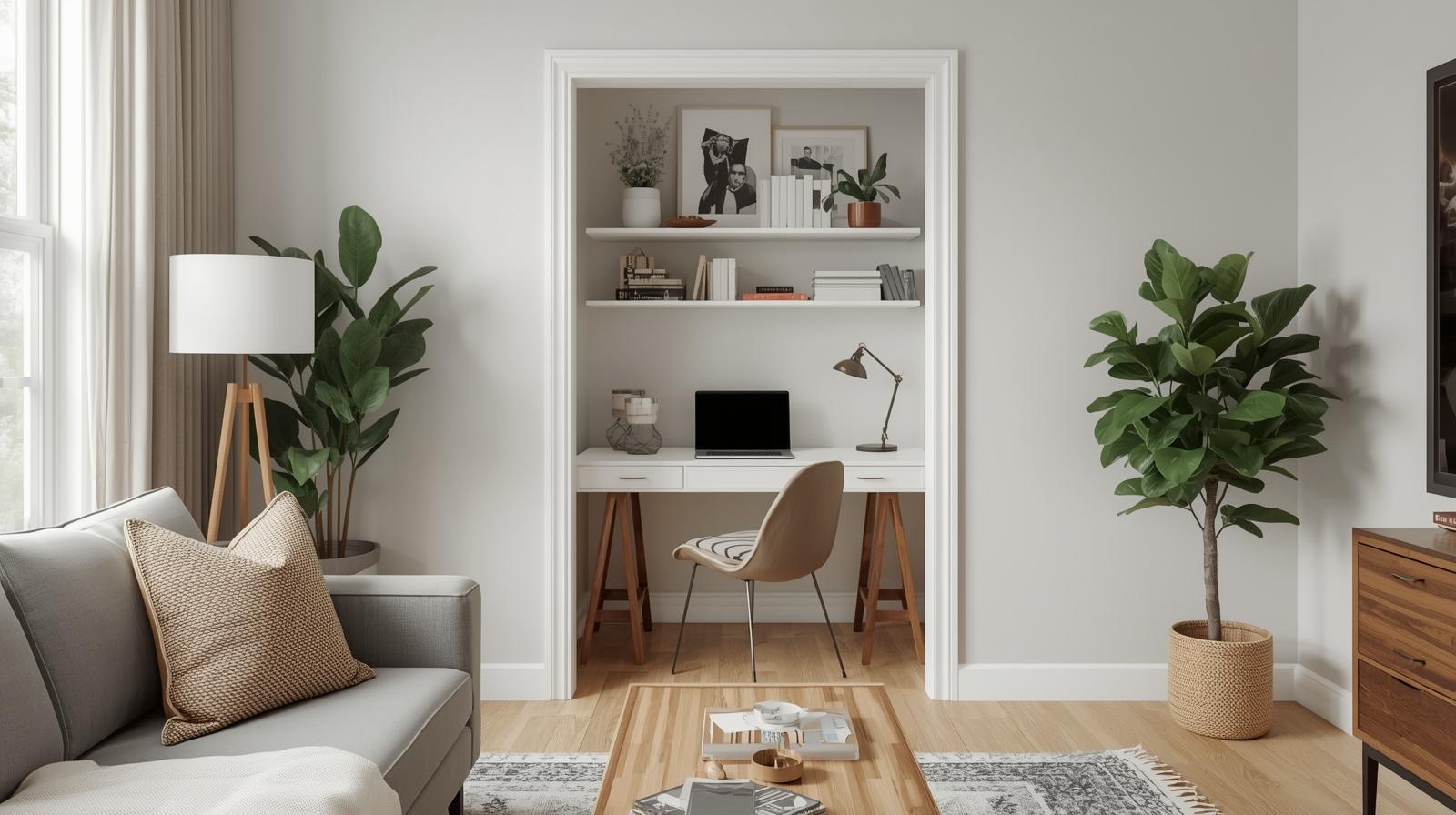 82 Cool Home Office Nooks In Living Rooms