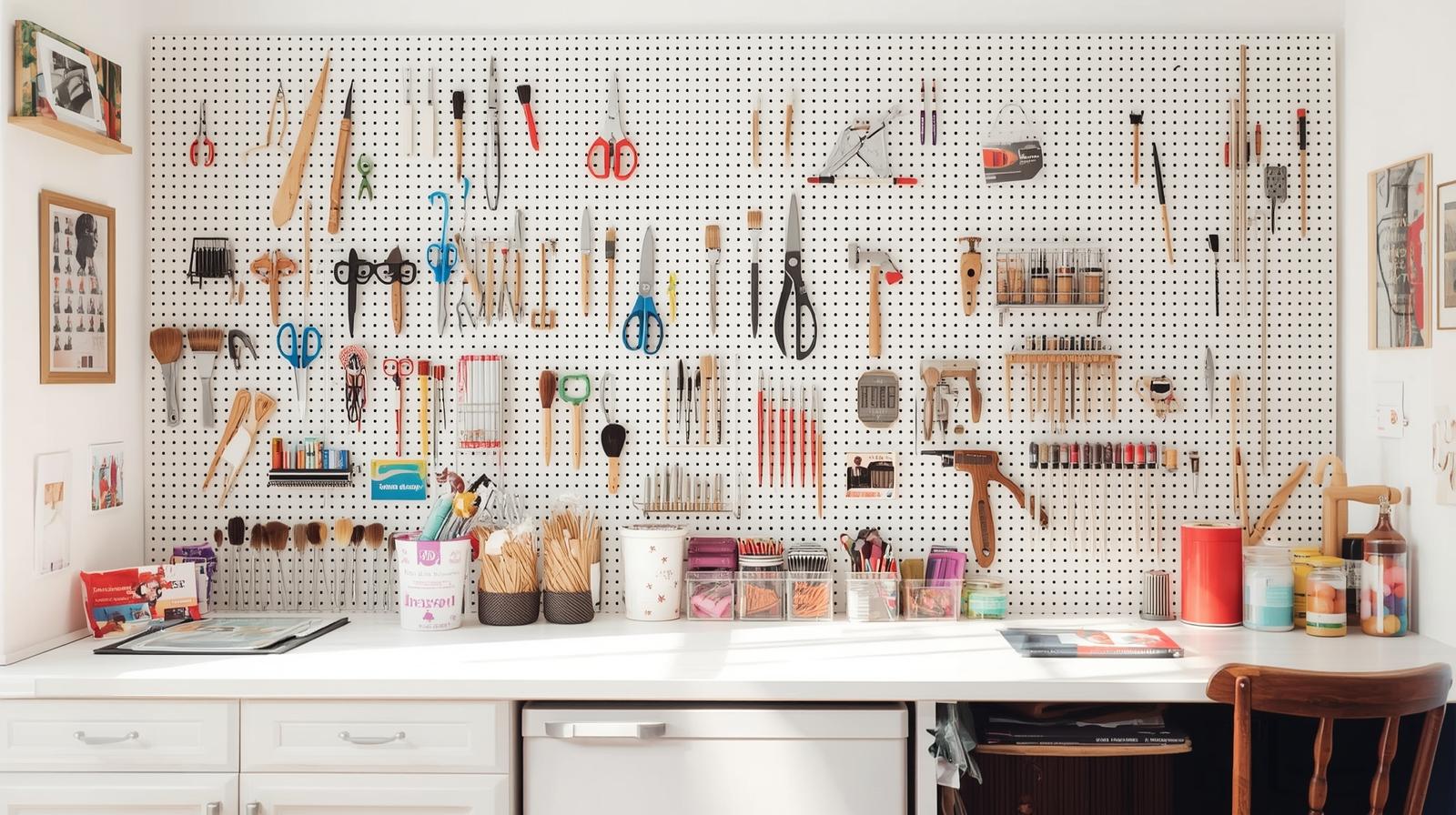 Organized Craft Room Pegboard Storage