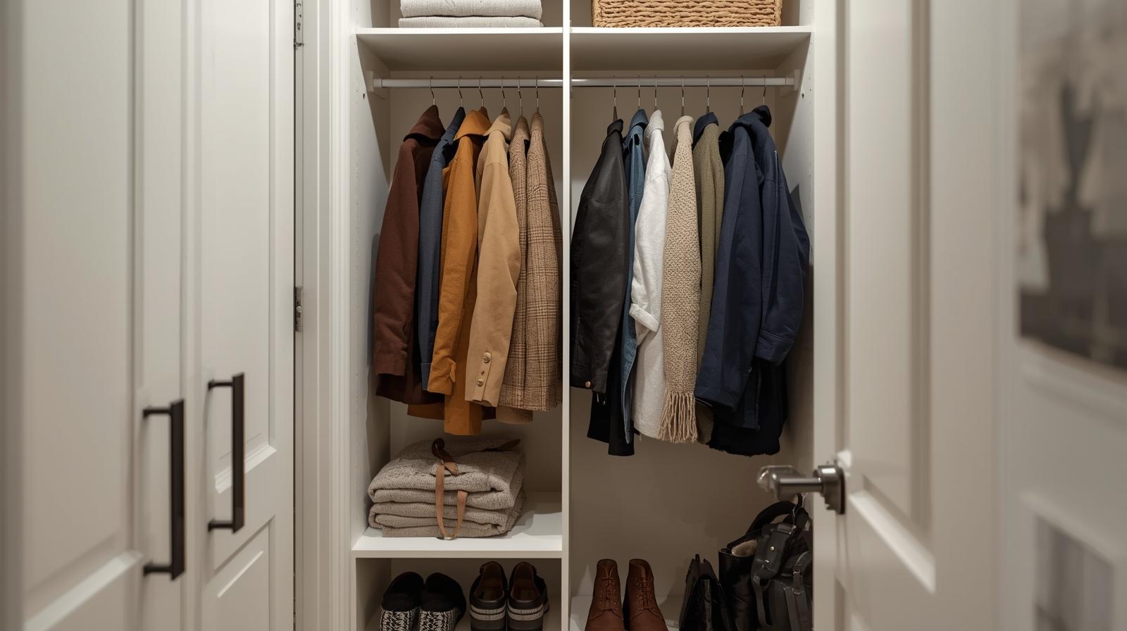 Organized Coat Storage for a Small Coat Closet