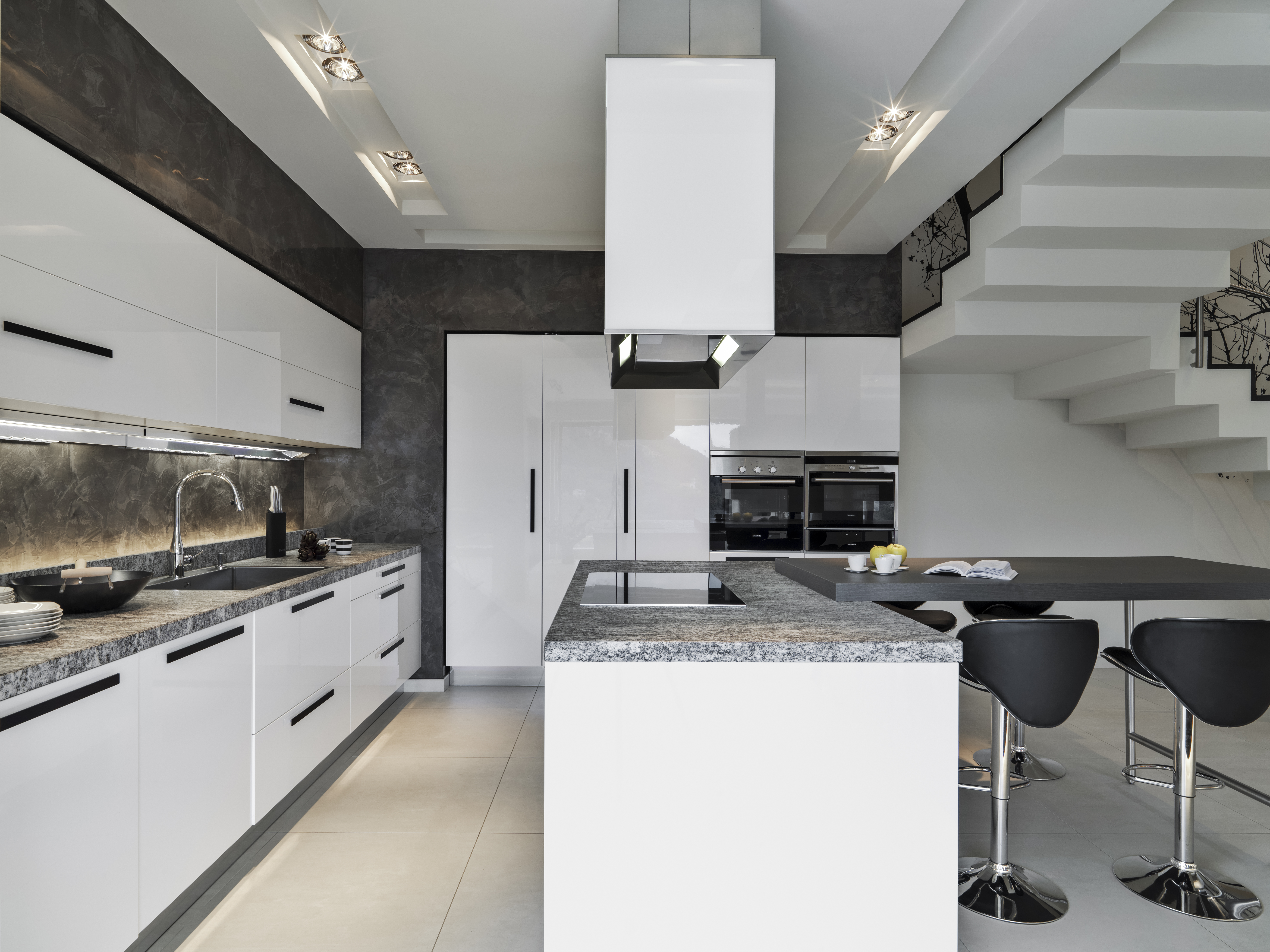 33 Kitchens with White Cabinets and Black Granite