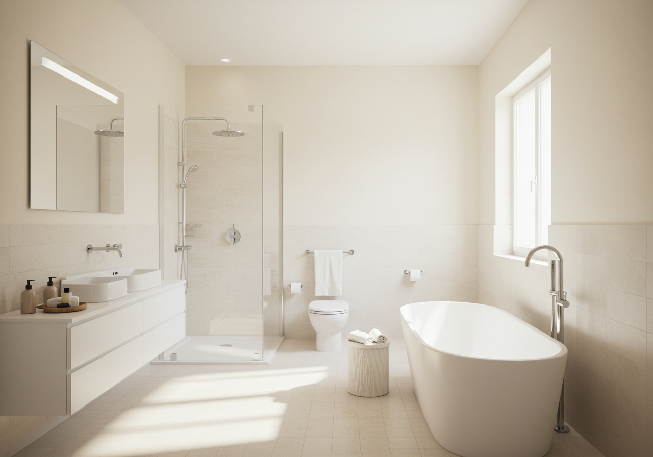 Plaster Walls Are the Secret to This Sleek Bathroom Transformation