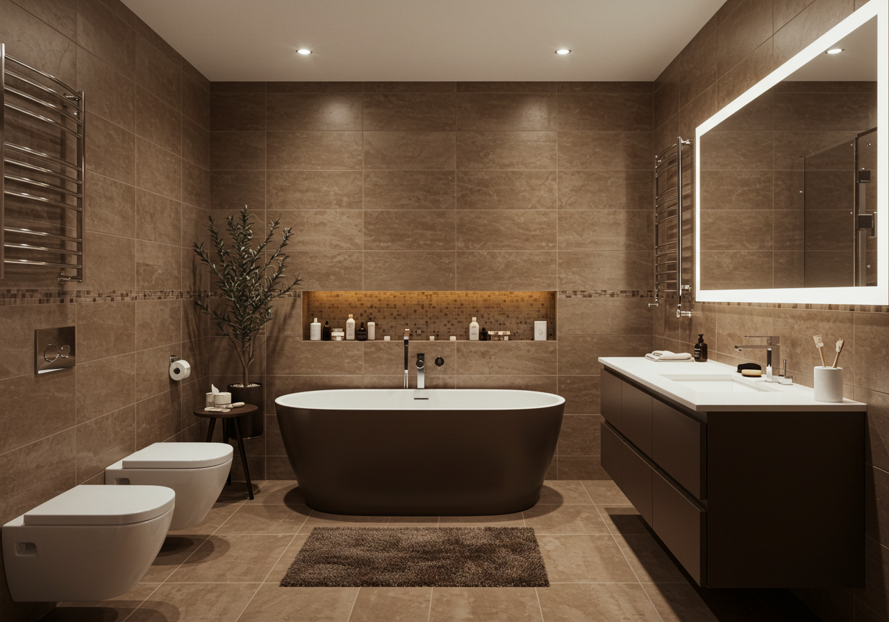 30 Beautiful Brown Bathroom Design Ideas