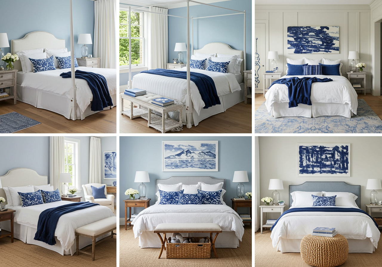 67 Timeless Blue And White Bedrooms