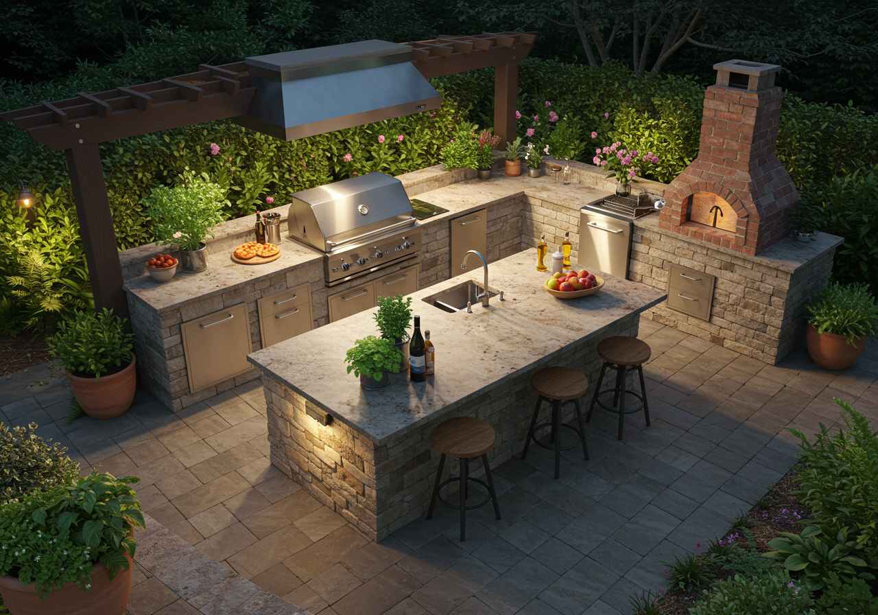 Design an Outdoor Kitchen with an Island