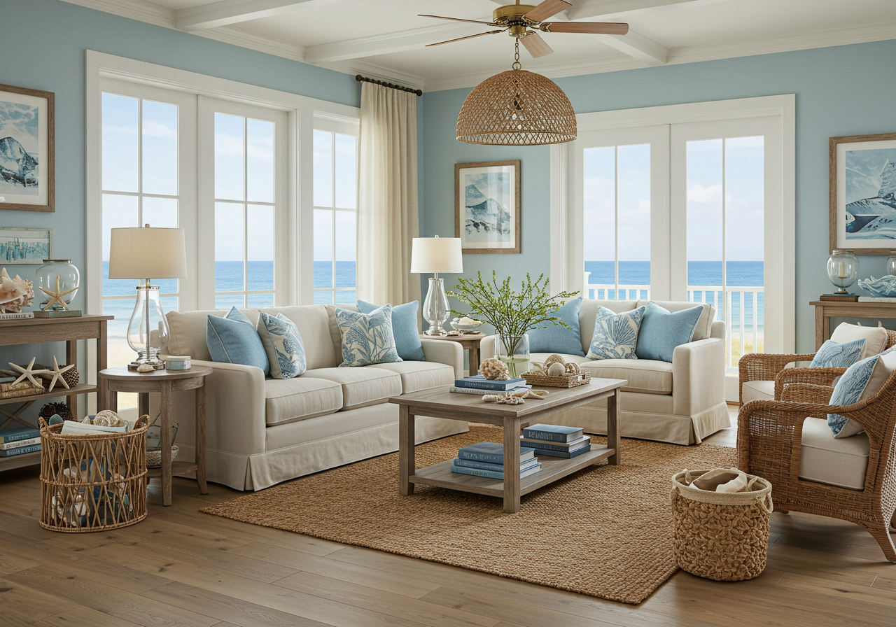 41 Stunning Beach Style Living Room Designs