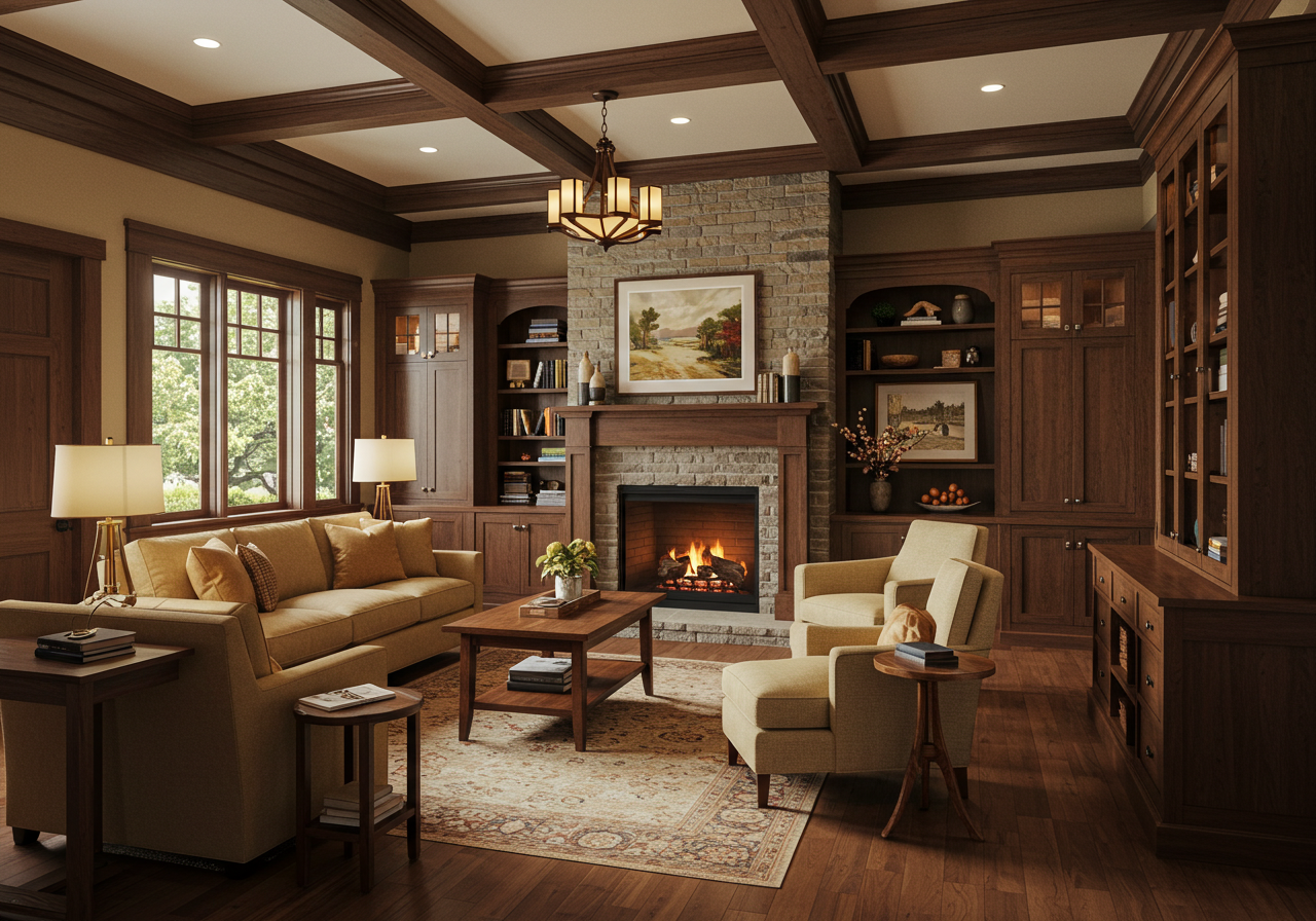 30 Lovely Craftsman Style Living Room Designs