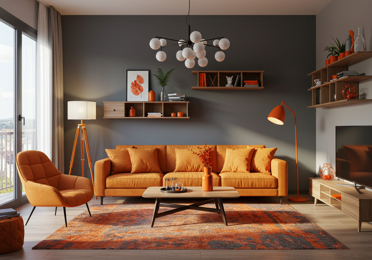 27 Head-Turning Orange Living Room Designs