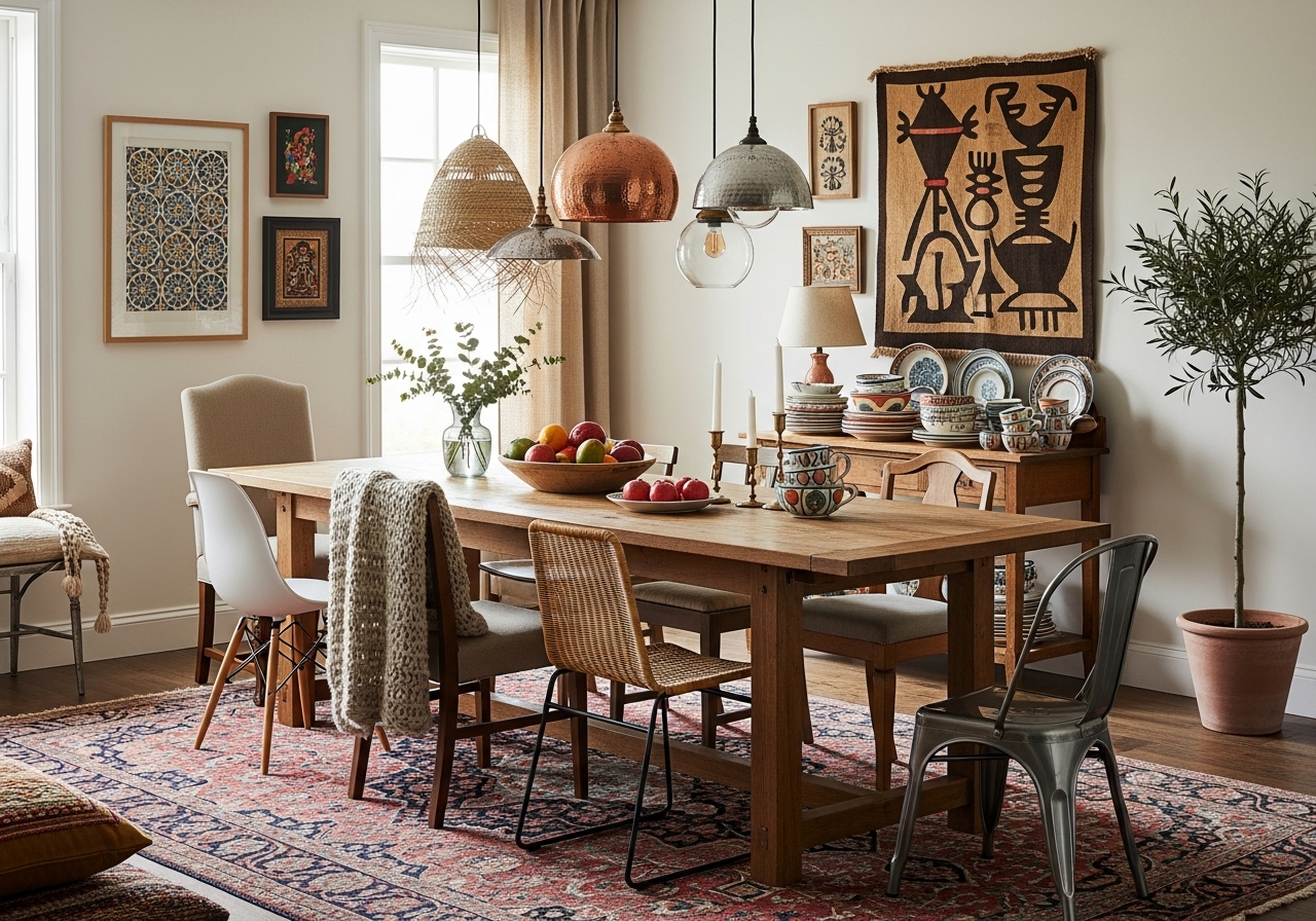 Shop The Look: An Eclectic Global Dining Room