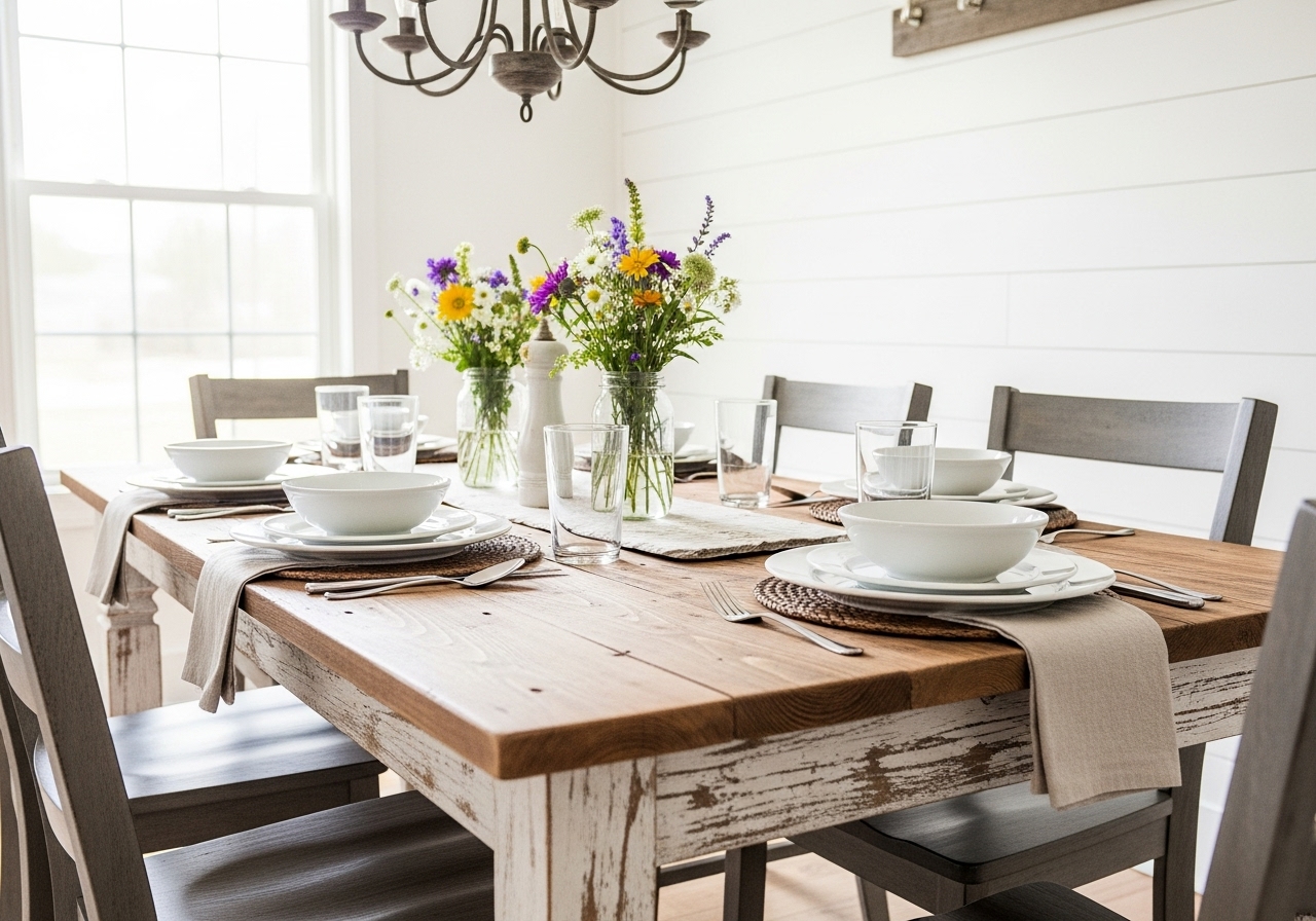 15+ Gorgeous Farmhouse Style Dining Tables