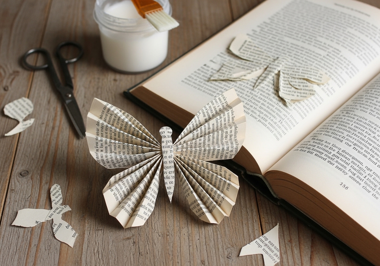 DIY Rustic Butterfly Decoration from an Old Book