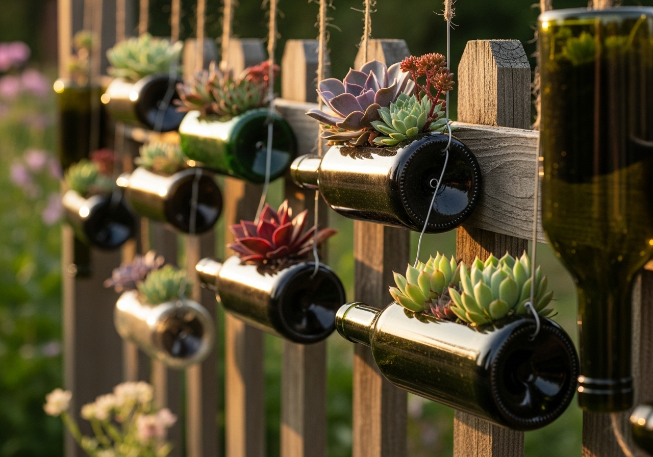 Wine Bottle Planters