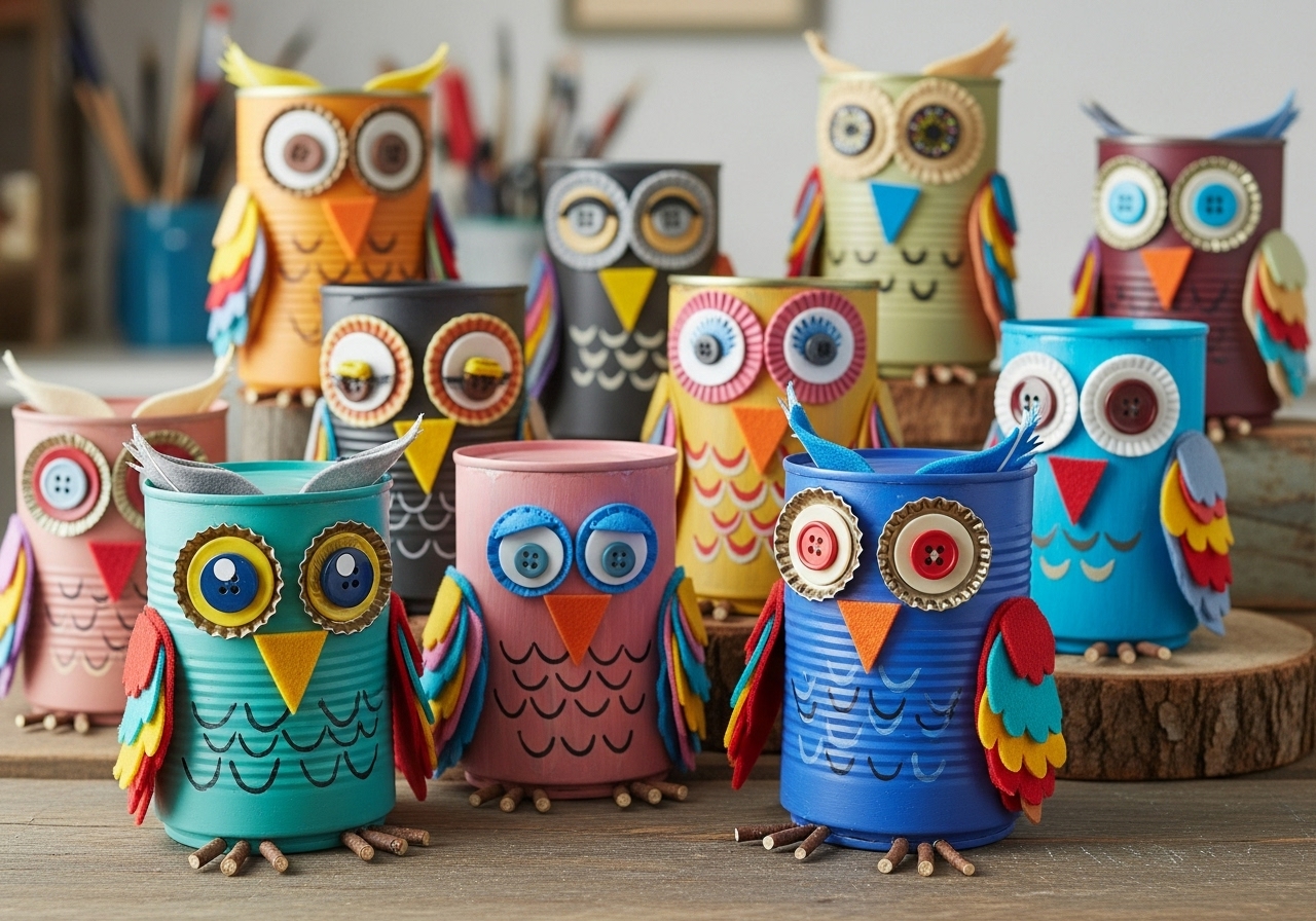 How To Make A Recycled Tin Can Owl & Craft Invaders