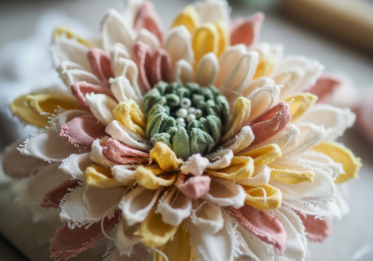 How to Make Beautiful Chrysanthemum Flowers from Fabric or Paper