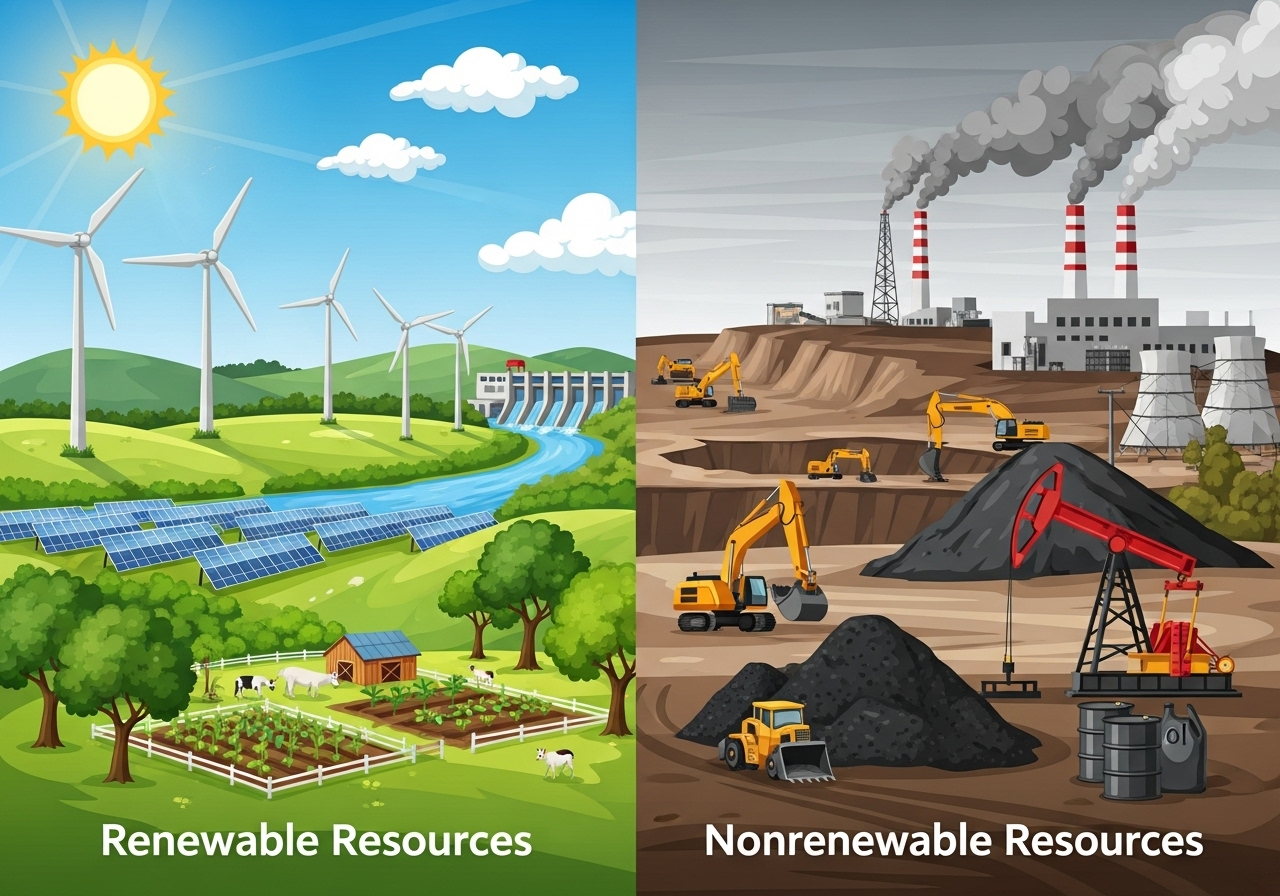Difference Between Renewable & Nonrenewable Resources