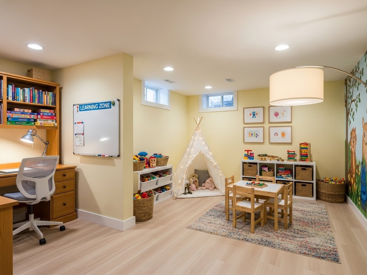 Basement conversion into kids' paradise