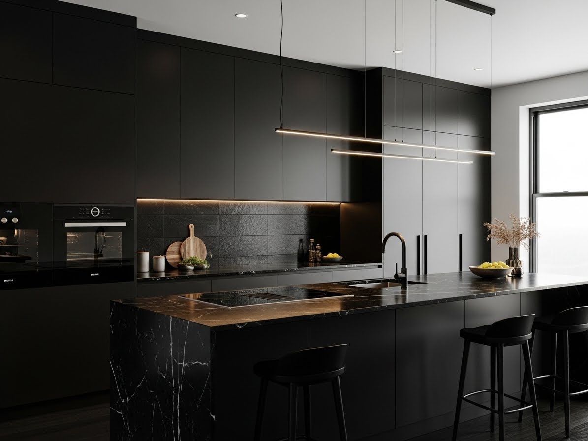 Before & After: Dramatic All Black Kitchen Design
