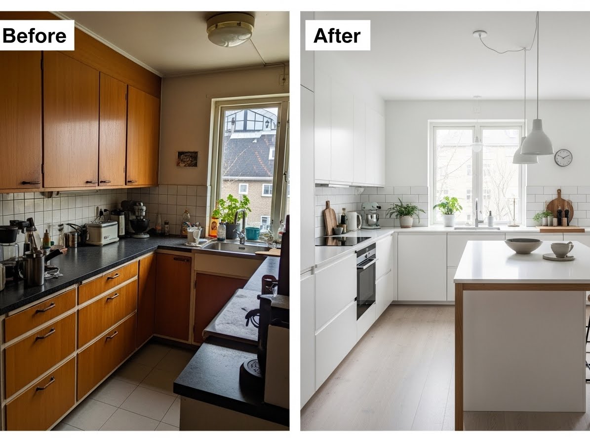 Before & After: Minimalist Scandinavian Kitchen Design